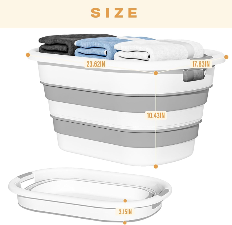 43L(11.5Gallon) Collapsible Laundry Baskets Plastic, Pop up Laundry Hamper/Stora6
