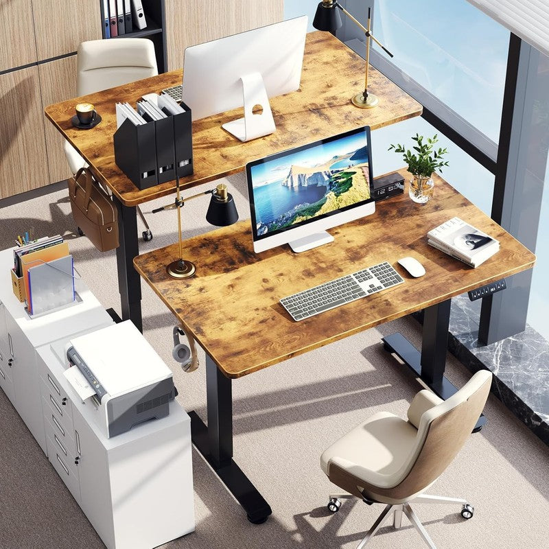 47.2" Adjustable Standing Desk Wood Top Office Table Brown1