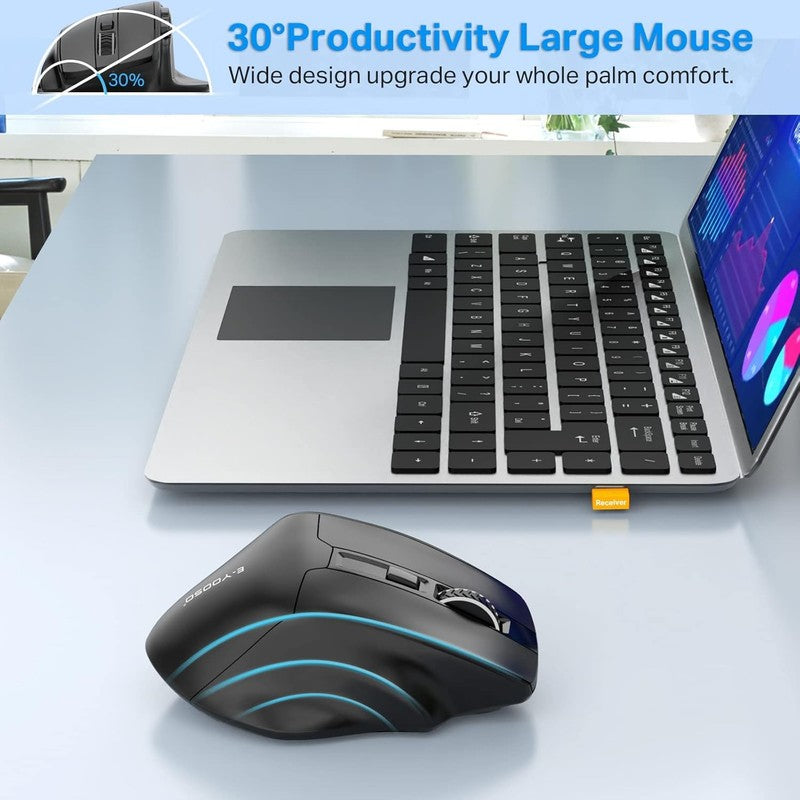 Wireless Mouse Large Ergonomic 4800 DPI 6 Buttons Cordless Black3