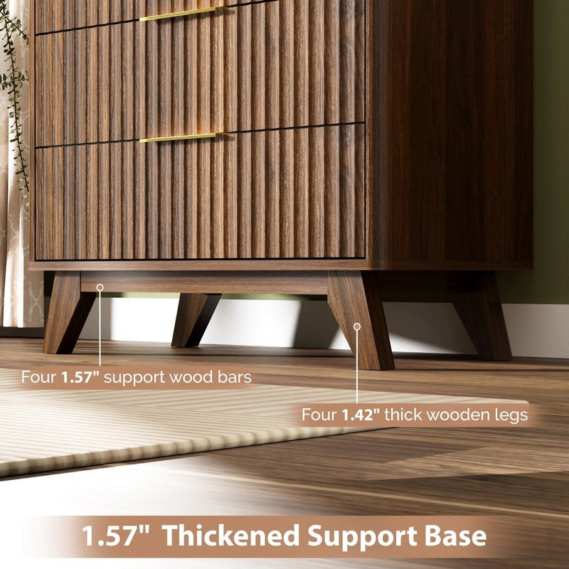 Fluted 5-Drawer Dresser – Solid Wood Chest with Soft-Close Slides, Storage Cabin4