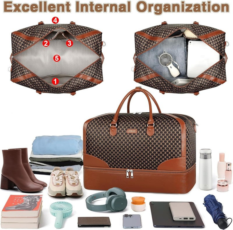 Women’s Weekender Travel Duffel Bag Carry On w/ Shoe Compartment Large Nylon6