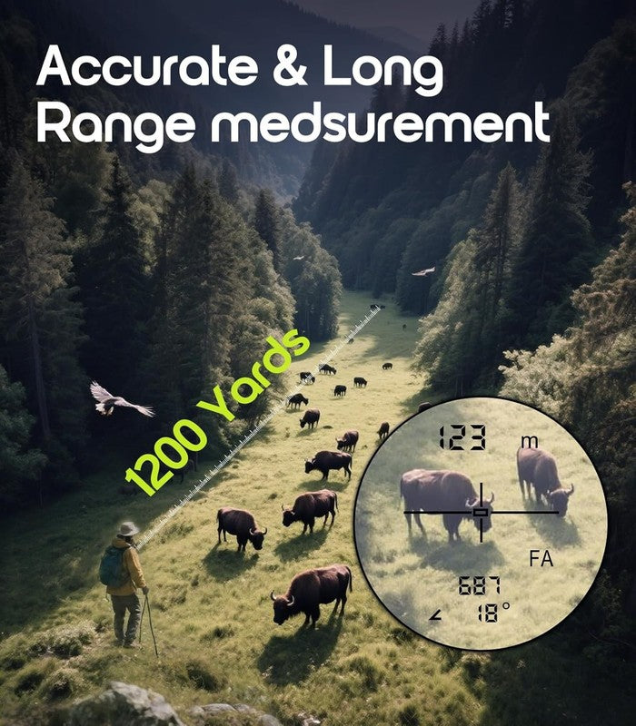 Hunting Rangefinder 1200Yds 6X Magnification Speed Angle Distance Waterproof1