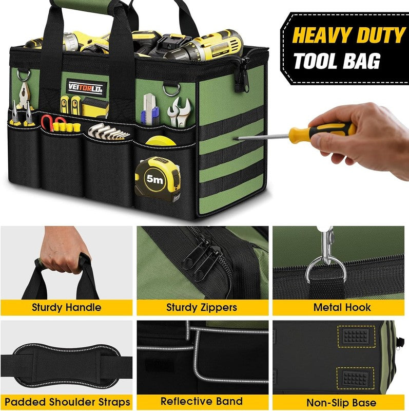 16" Heavy Duty Tool Bag 19 Pockets Portable Organizer Electrician Toolbox5