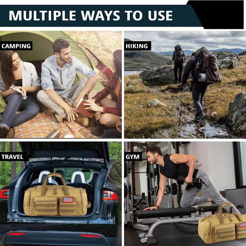 50L Sports Travel Duffle Bag Shoe Compartment Wet Pocket Overnight Bag6