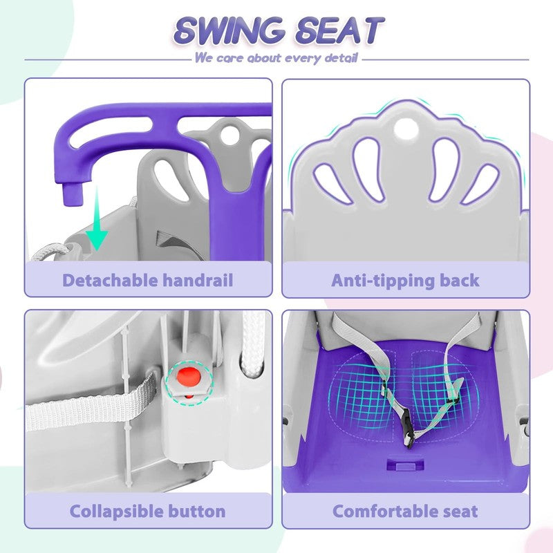 2 in 1 Foldable Toddler Swing & Baby Jumper, Easy Install & Store, Purple7