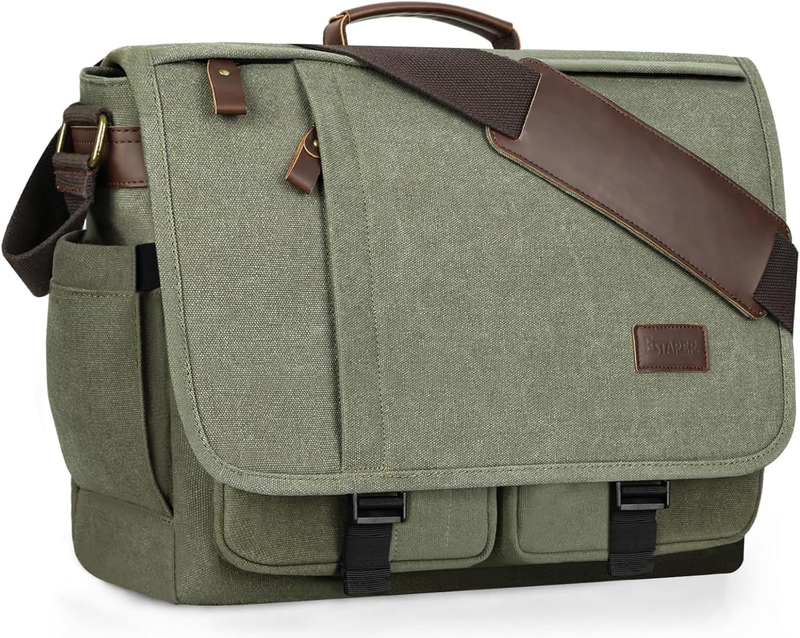Mens Messenger Bag 17.3in Water Resistant Briefcase Satchel Army Green10