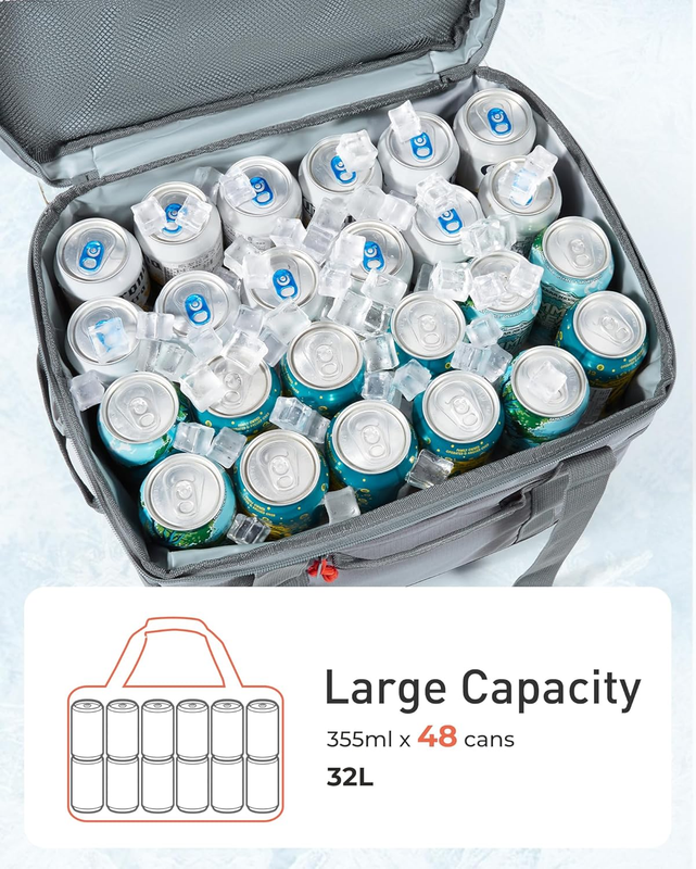 Soft Sided Cooler Bag 48-Can Insulated Collapsible Leakproof Picnic Beach Travel4