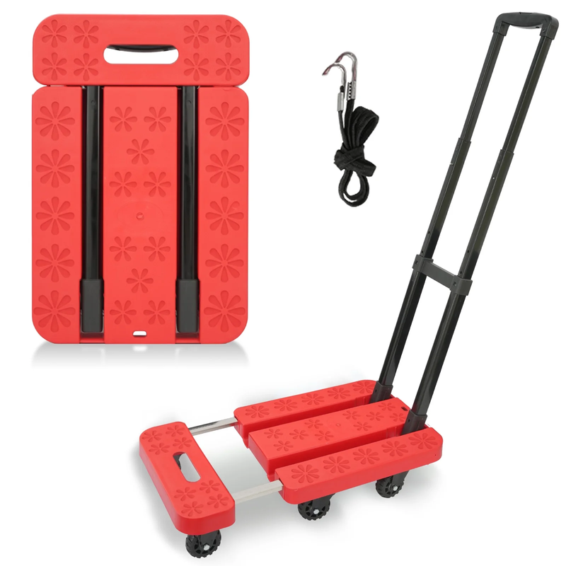 BAOKALER Folding Hand Truck Heavy Duty Dolly Cart 6 Wheels Foldable Red0