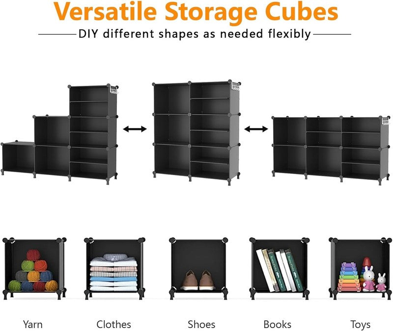 6 Cube Closet Organizer, Stackable Storage Shelves for Clothes, Black5