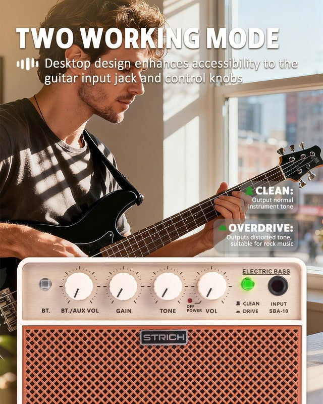 Mini Bass Amp 5W Portable Rechargeable Practice Amp Brown4
