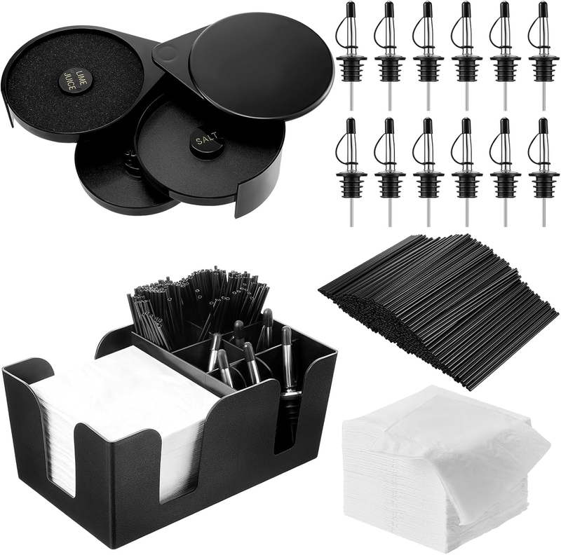 3 Tier Bar Glass Rimmer Bartender Tool with 12 Pcs Stainless Steel Classic Bottl7