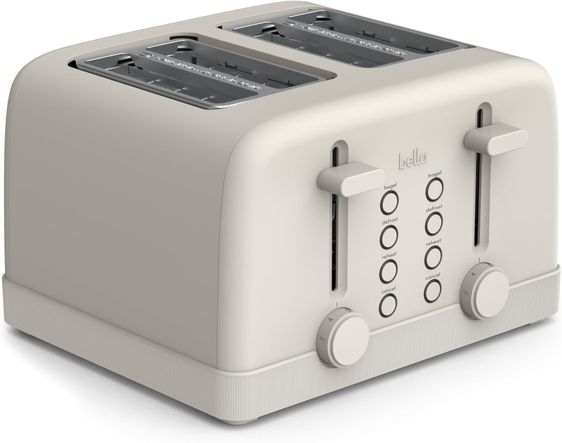 4 Slice Toaster 900W 6 Shade Reheat Cancel Anti Jam Auto Shut Off Tray Oatmilk9