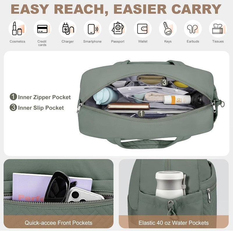 Gym Bag Women Lightweight Duffle Shoe Wet Compartment Yoga Travel Green6