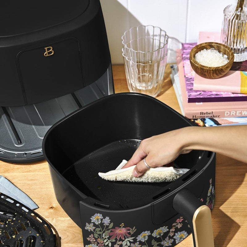 6 Qt Air Fryer w/ Turbocrisp Technology Evergood Ceramic Nonstick Black Flower8