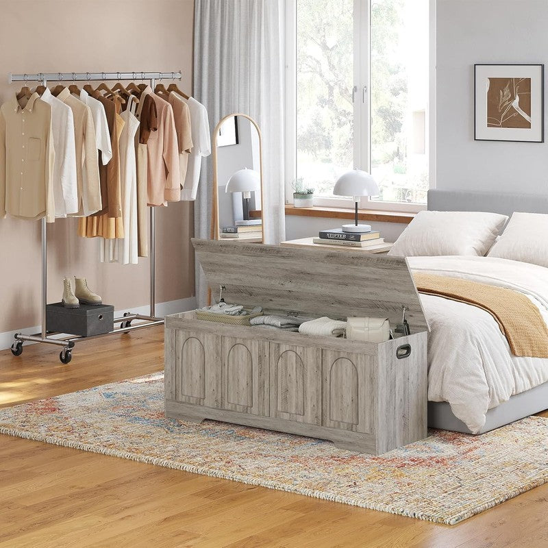 47.2'' Rattan Storage Chest Flip Top Entryway Bench Toy Box Gray Wash1