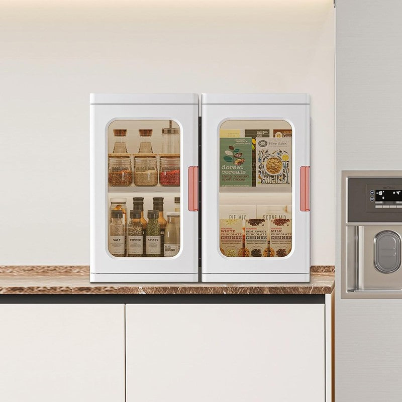 Mini Storage Cabinet with Doors and Shelves Countertop Cabinet Bathroom Storage 1