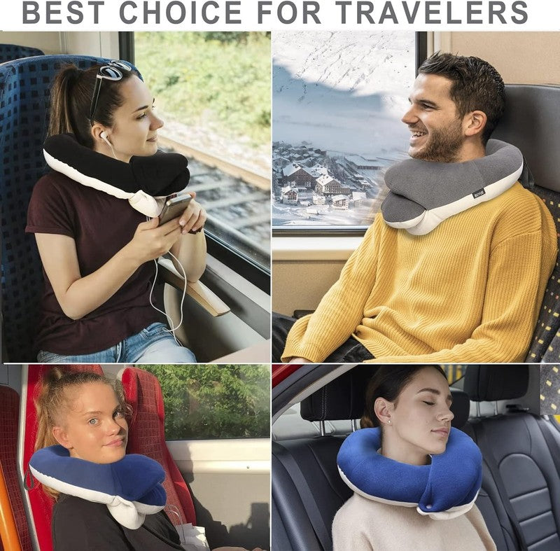 360° Travel Neck Pillow Kit w/ Eye Mask, Earplugs & Bag – Grey Adult5