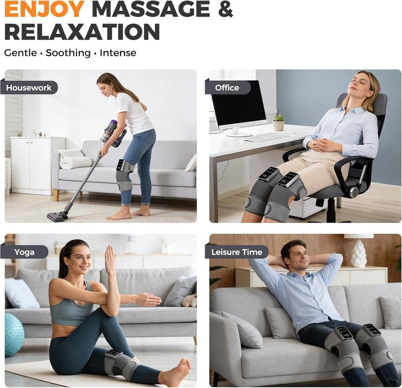 Cordless Knee Massager w/ Heat Electric Brace 5 Levels 3 Modes Pain Relief6
