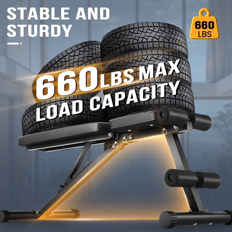 660lb Foldable Weight Bench 8-Position Incline/Flat/Decline Home Gym Workout7