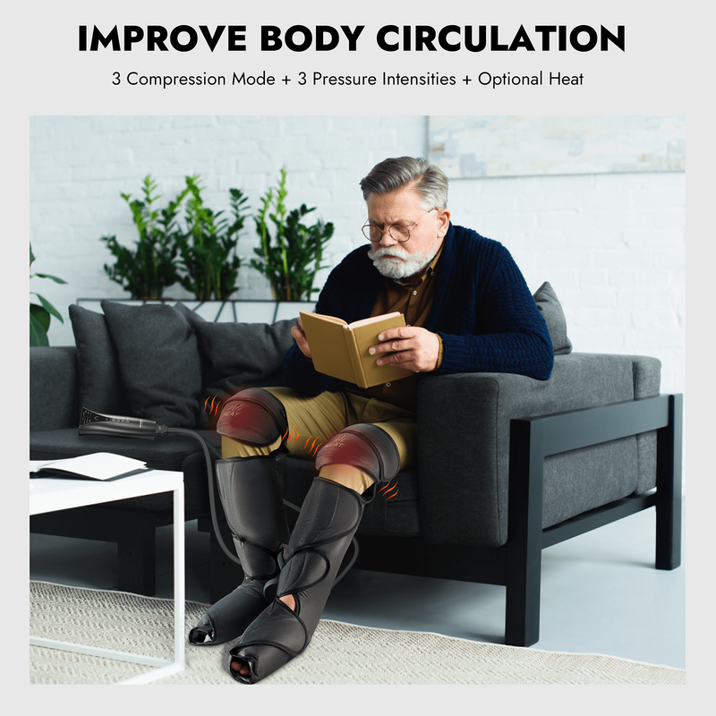 Leg and Foot Massager for Circulation with Knee Heat, Handheld Controller with M3