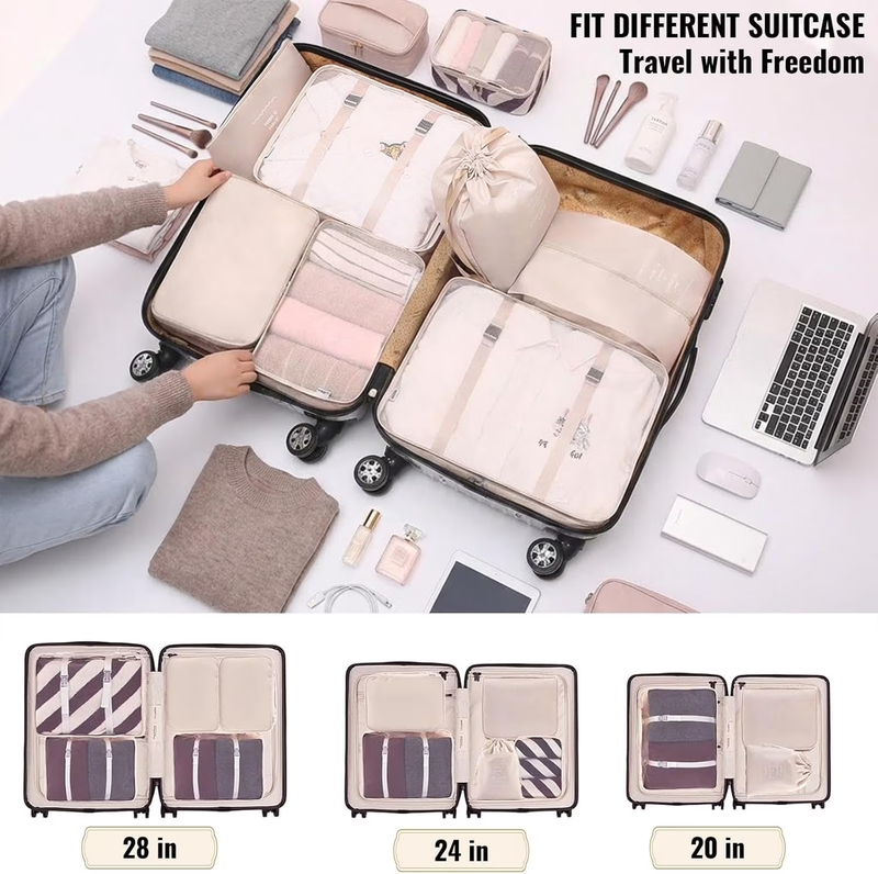 8 Set Packing Cubes, Luggage Packing Organizers, Packing Cube with Shoe, Cosmeti10
