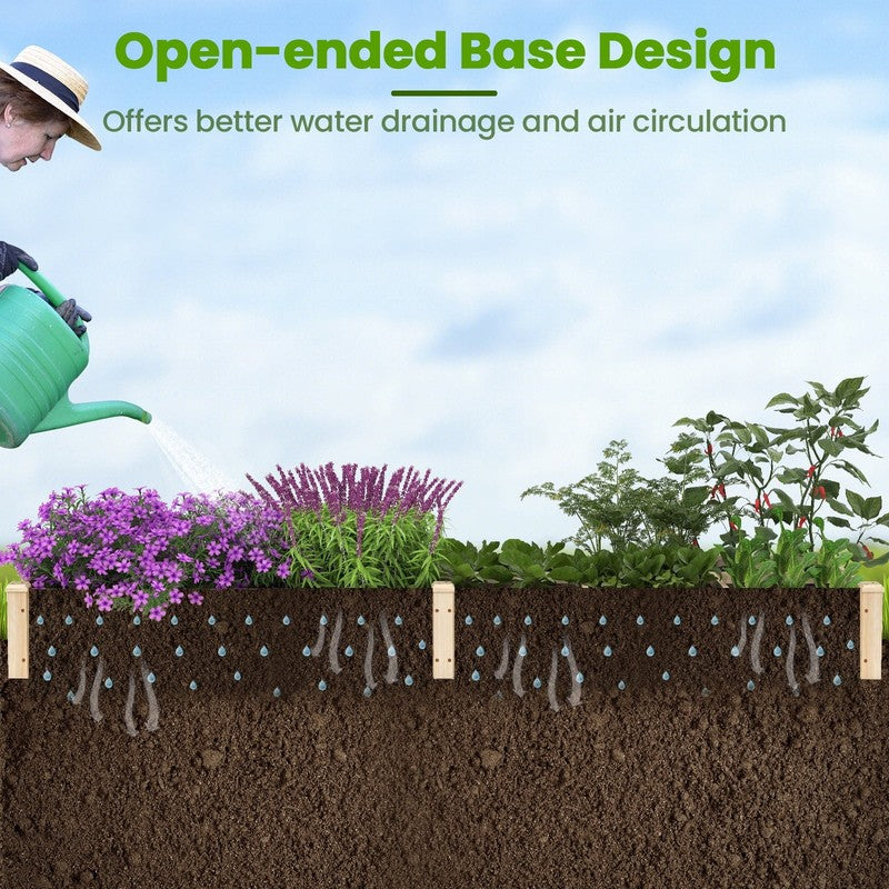 Wooden Raised Garden Bed, Elevated Patio Planter with 7 Planting Compartments fo3