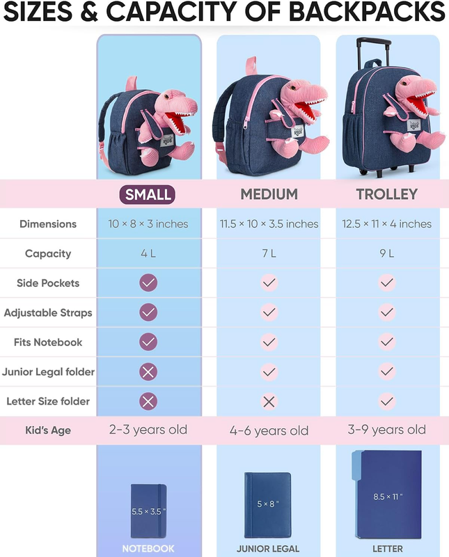 Pink Dinosaur Toddler Backpack Plush Toy Gift for Girls Ages 2 52