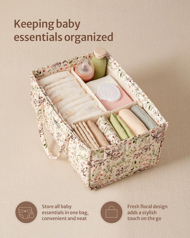 Floral Diaper Caddy Organizer Nursery Storage Basket Pastoral Daisy1