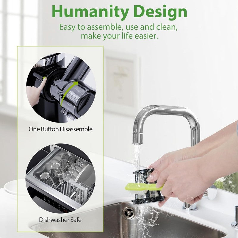 Quiet Cold Press Juicer with Reverse Function & Easy Clean Brush6