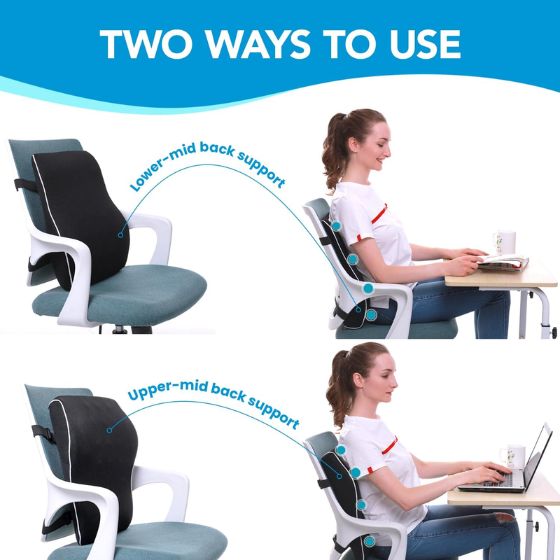 Lumbar Support Pillow Office Chair Back Pain Relief Mesh Adjustable Straps4