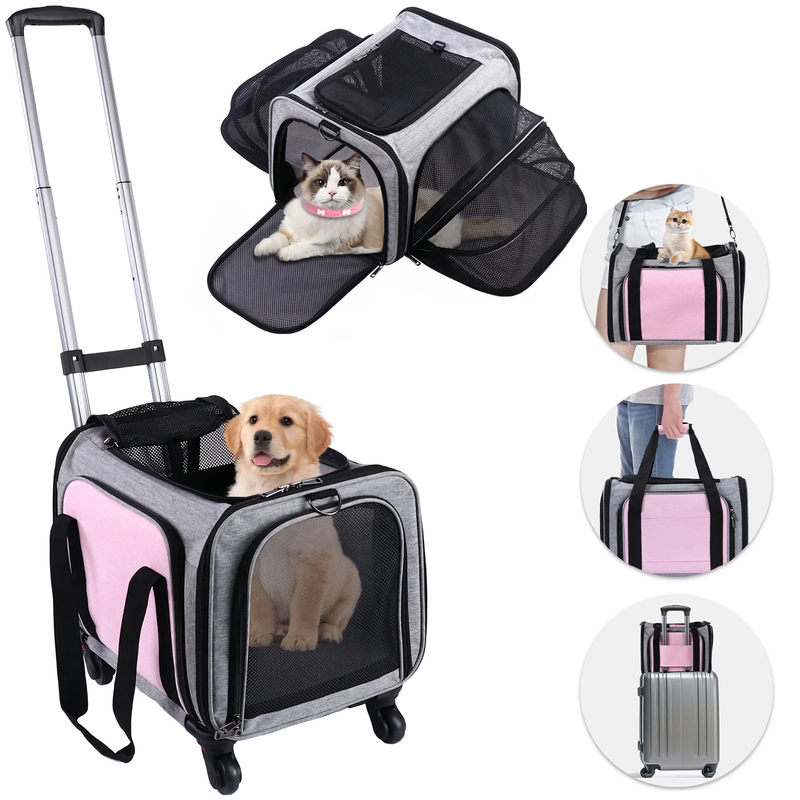“Rolling Pet Carrier with Wheels – Foldable Airline Approved Dog & Cat Travel10