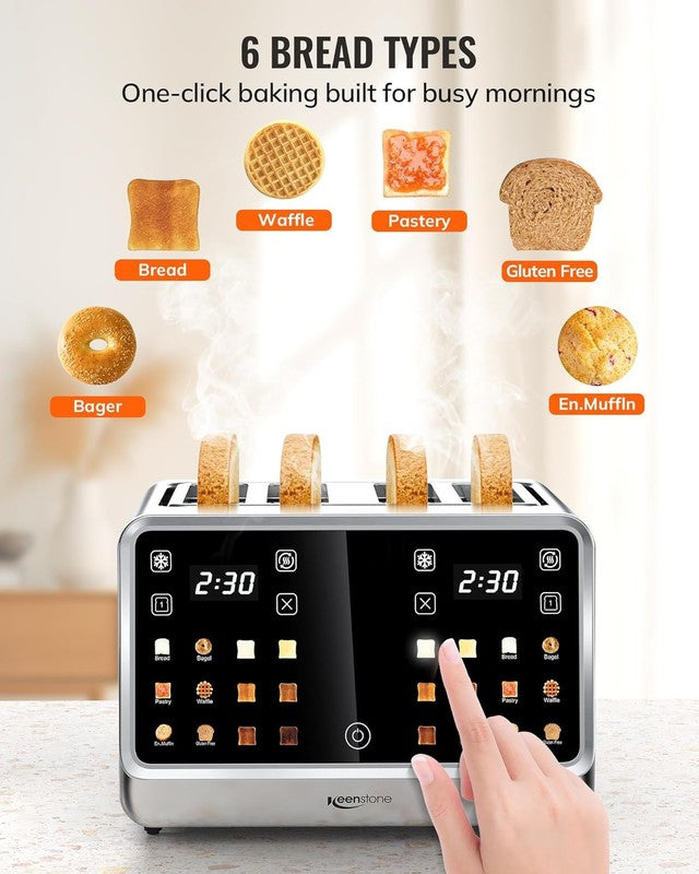 4-Slice Smart Toaster Touchscreen Memory Function Wide Slot Reheat Defrost3