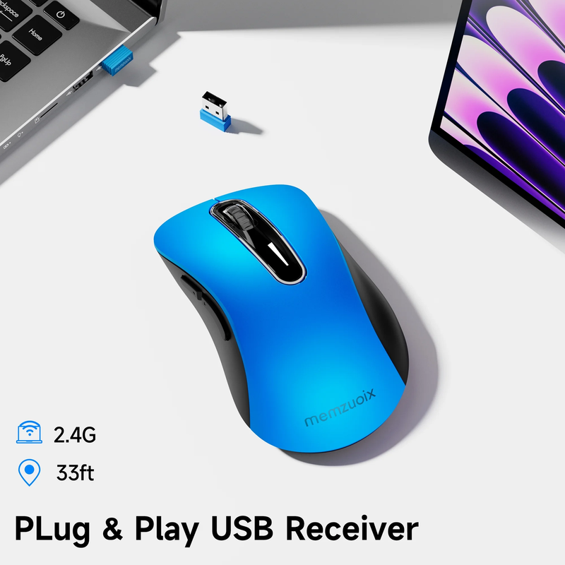 2.4GHz Wireless Mouse 1200 DPI 5 Button USB Receiver for PC Laptop Blue6