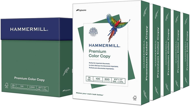 Premium 28Lb Color Copy Paper - 5 Reams, 2500 Sheets, Bright White, USA Made9