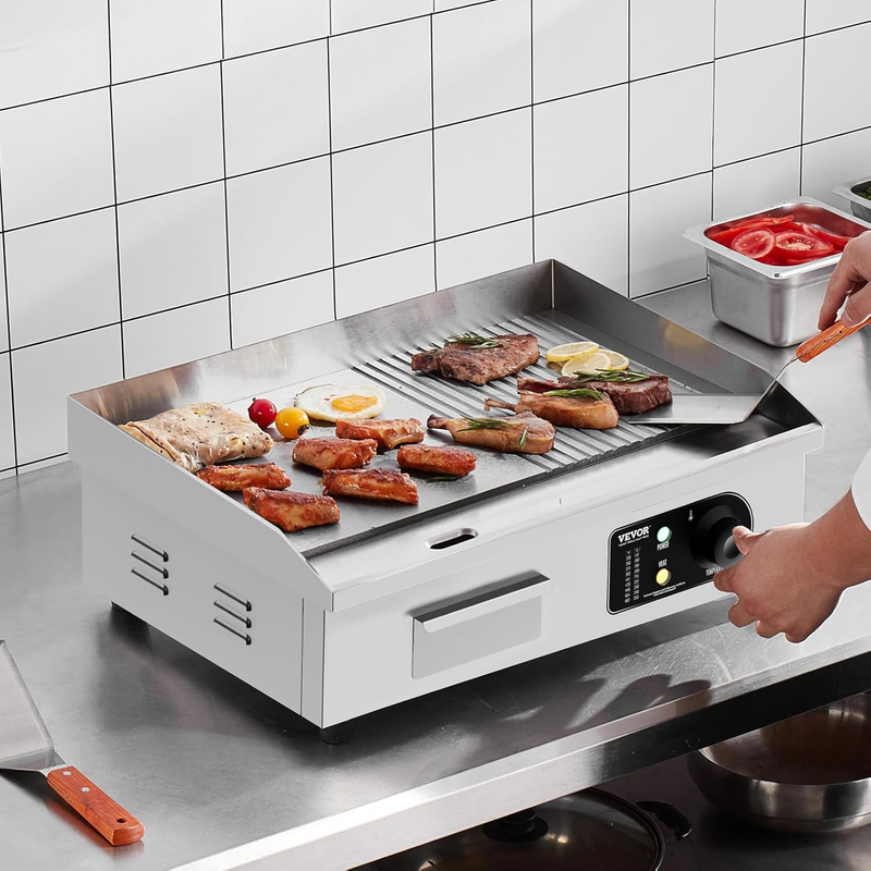 Commercial Electric Griddle 22 Inch 1600W Countertop Grill Adjustable Restaurant7