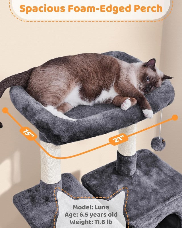 Large Multi-Level Cat Tree, 63 Inches Tall with Sisal-Covered Scratching Posts, 4