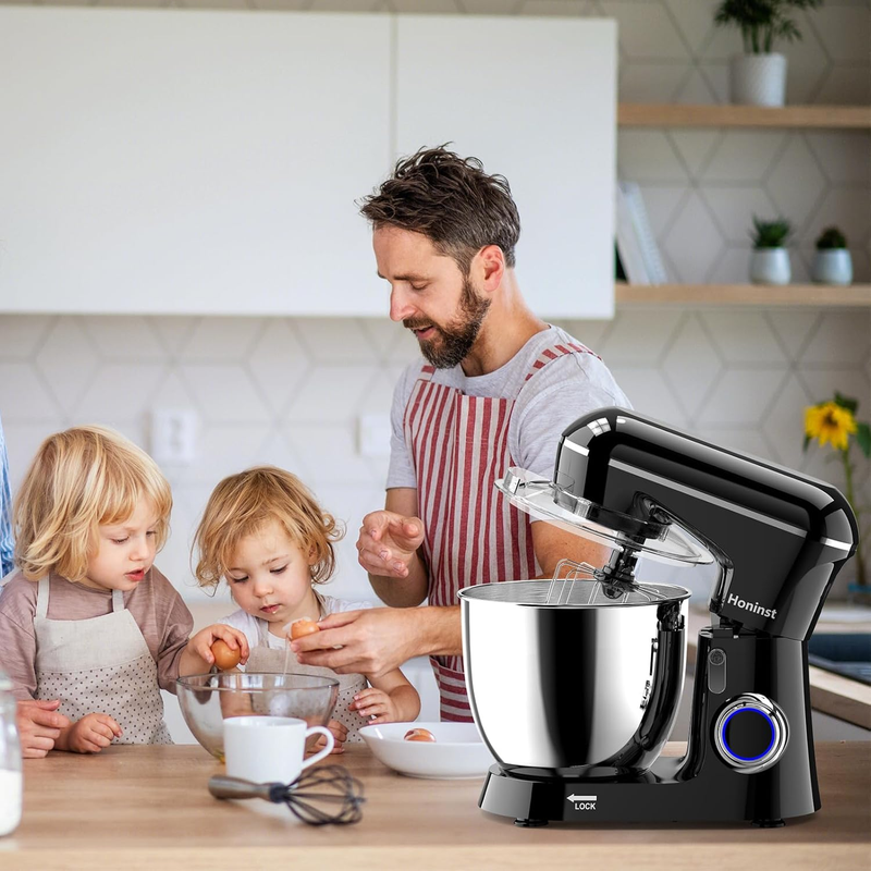 6.5QT Stand Mixer 10 Speed Tilt Head Kitchen Mixer Black Dough Hook Set5
