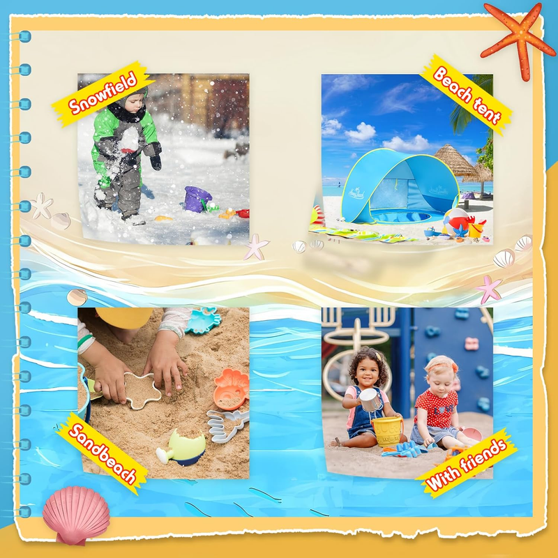 Baby Beach Tent with Beach Sand Toys Pop up Portable Shade Pool UPF50+ UV Protec3