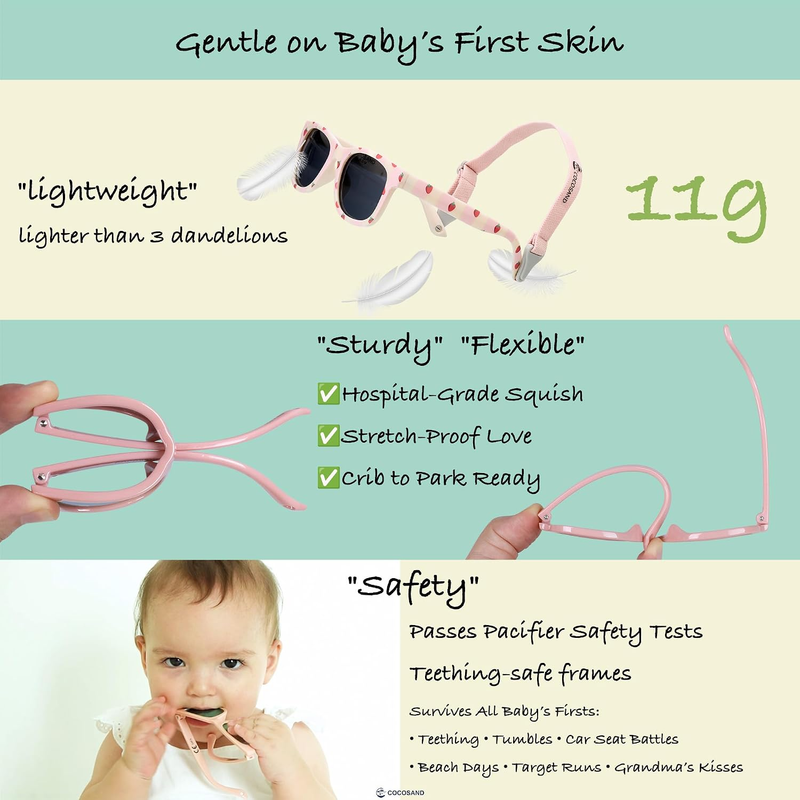 Polarized Baby Sunglasses UV400 Flexible Strap Infant Toddler 0 24M3