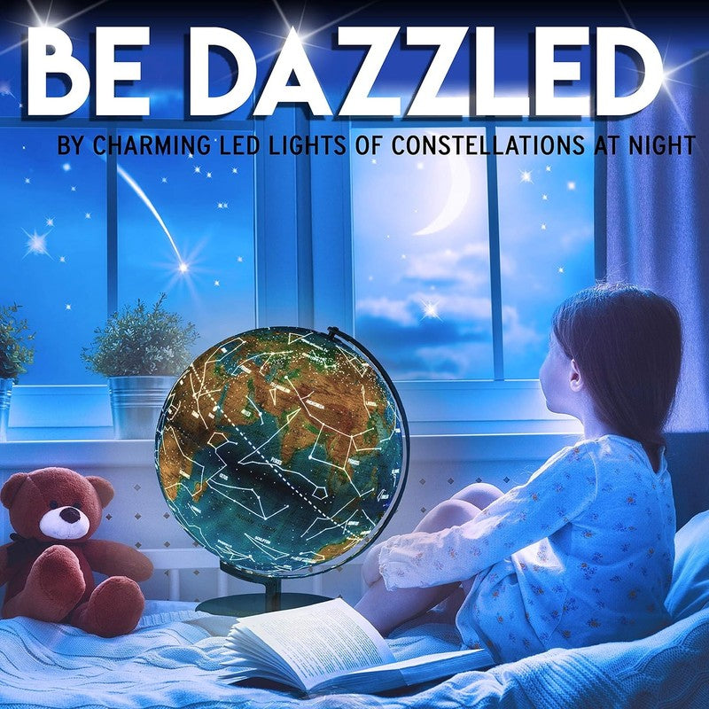 13in Illuminated World Globe w/ Constellations Compass Kids Adult Decor7