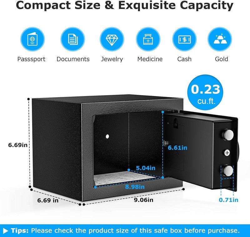 Compact Steel Safe with Electronic Keypad for Cash and Jewelry Storage2