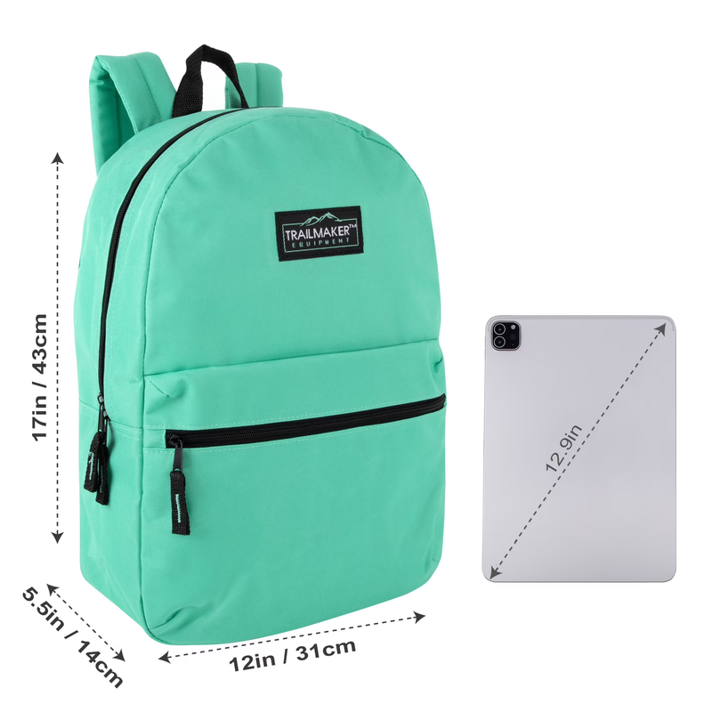 17" Solid Color Backpack Mint Green Work Office Travel Bag2