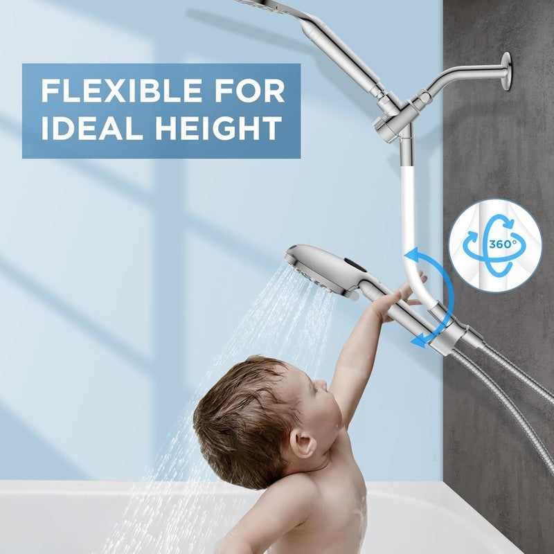 Dual Rain Shower Head Combo w/ Handheld Adjustable Bar Filtered Water Chlorine1
