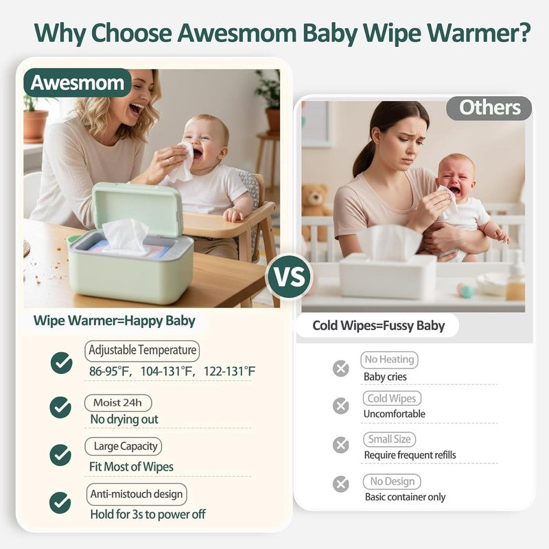 Baby Wipe Warmer 3 Level Temp Quiet Heating Large Capacity Green1