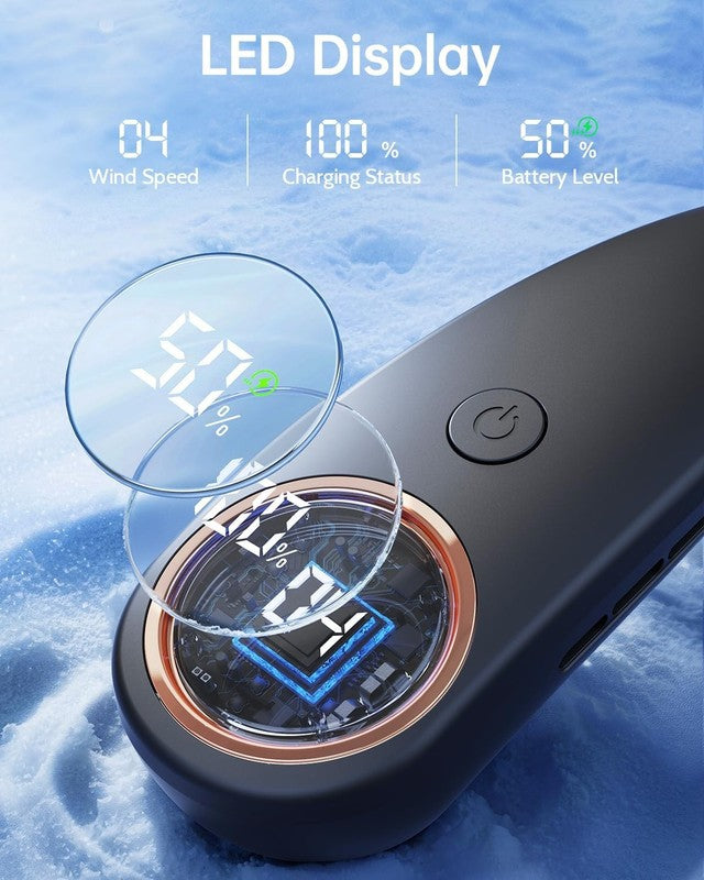 Bladeless Neck Fan with LED Display   Portable, USB Rechargeable, 4 Speeds4