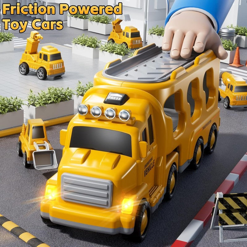 Construction Trucks Toys for 2 3 4 5 Years Old Boys   5 In 1 Carrier Transport V5