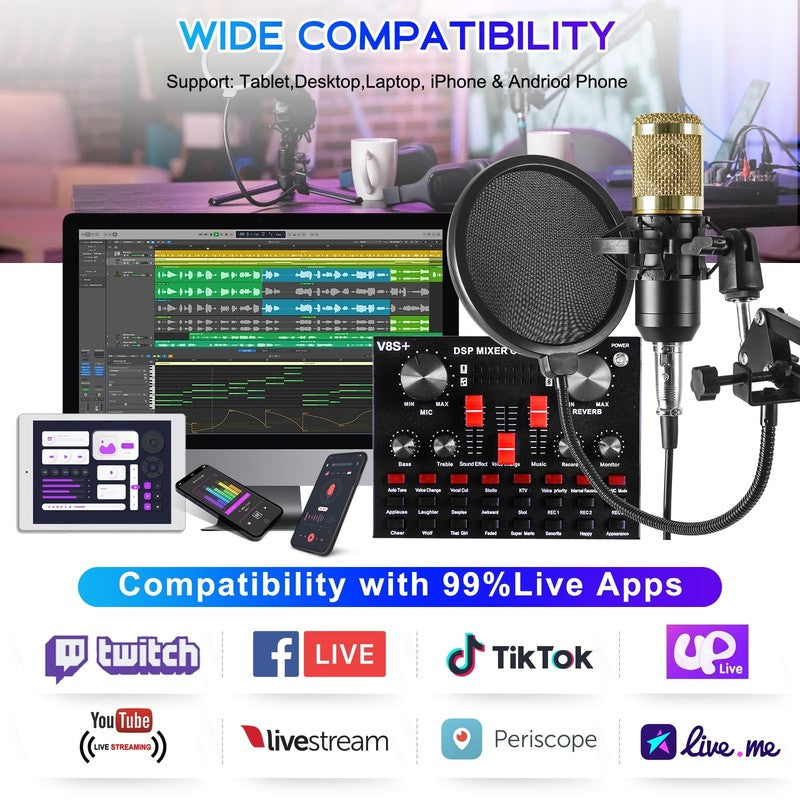 Microphone for Podcast Equipment Bundle and Studio Recording Equipment,Usb Micro6
