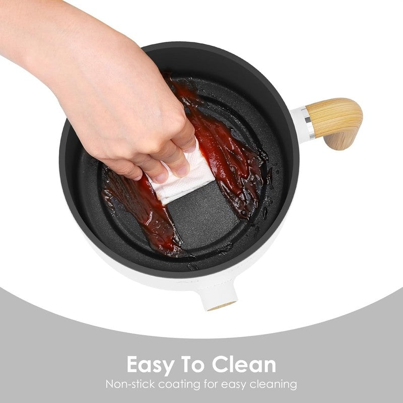 1.5L Electric Hot Pot Steamer Nonstick Noodle Cooker Dual Power Control White5