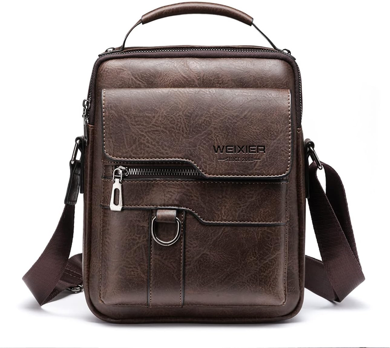 Vintage Leather Messenger Bag Crossbody Shoulder Bag Zipper Buckle Handle Bag10