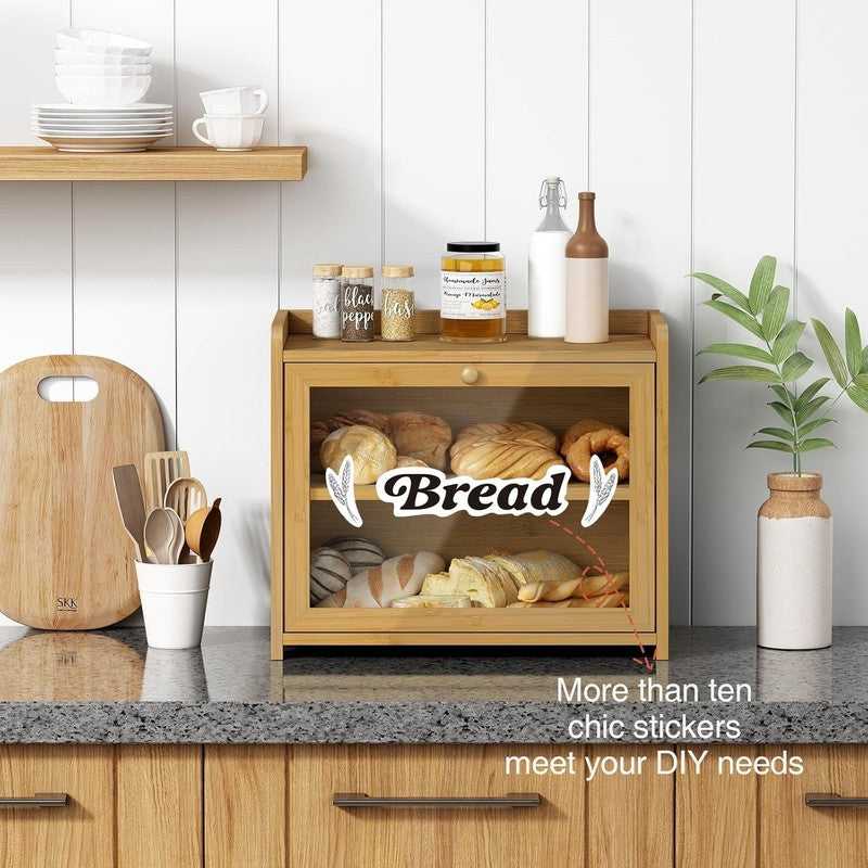 Bamboo Bread Box Wooden Counter Organizer for Bread Coffee Spices Snacks3